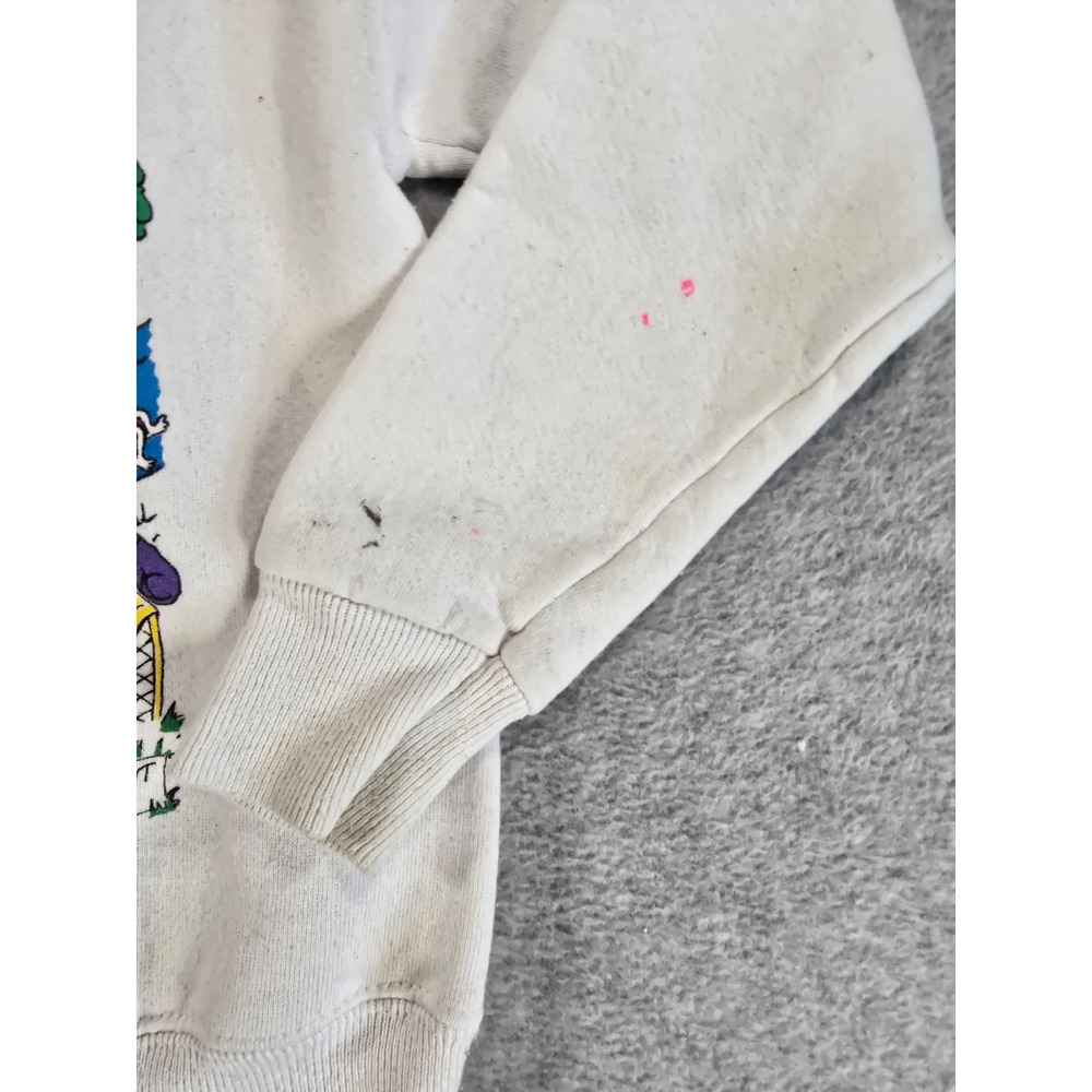 Vintage 90s Distressed Lee Atlanta Georgia Souvenir Crewneck Kids Small White - Picture 4 of 11
